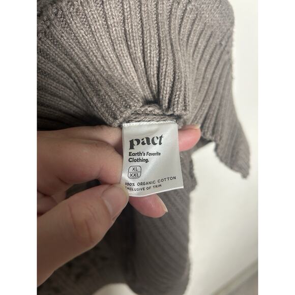 Pact Women's Cable Knit Cinder Heather Brown Poncho Size XL/XXL - Picture 3 of 5